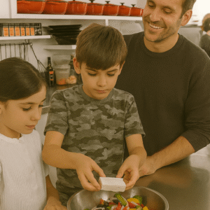 INÍCIO DAS FÉRIAS<br>CRIANÇAS E ADULTOS JUNTOS NA COZINHA<br>com a LUIZA ZAIDAN<br>6 a 12 anos<br>Convide, presenteie filho(a), sobrinho(a), neto(a), afilhado(a) ou amiguinho(a)