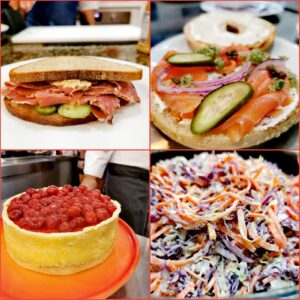 COZINHA DE DELI<BR>CLÁSSICOS<BR> NOVA-IORQUINOS<BR> Para Fazer Em Casa<br>Schnitzel crocante, picles e coleslaw<BR>Pastrami, bagel com salmão defumado e cheesecake
